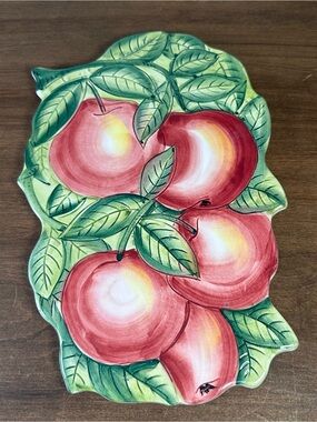 Ceramiche Leonardo Painted Wall Plaque #7280 Red Apples Made In Italy
